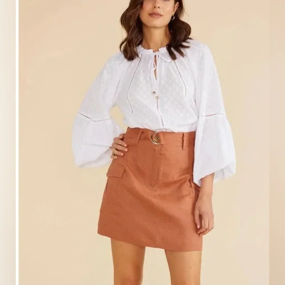 NWT MINKPINK Linen Mini Skirt - Picture 3 of 5